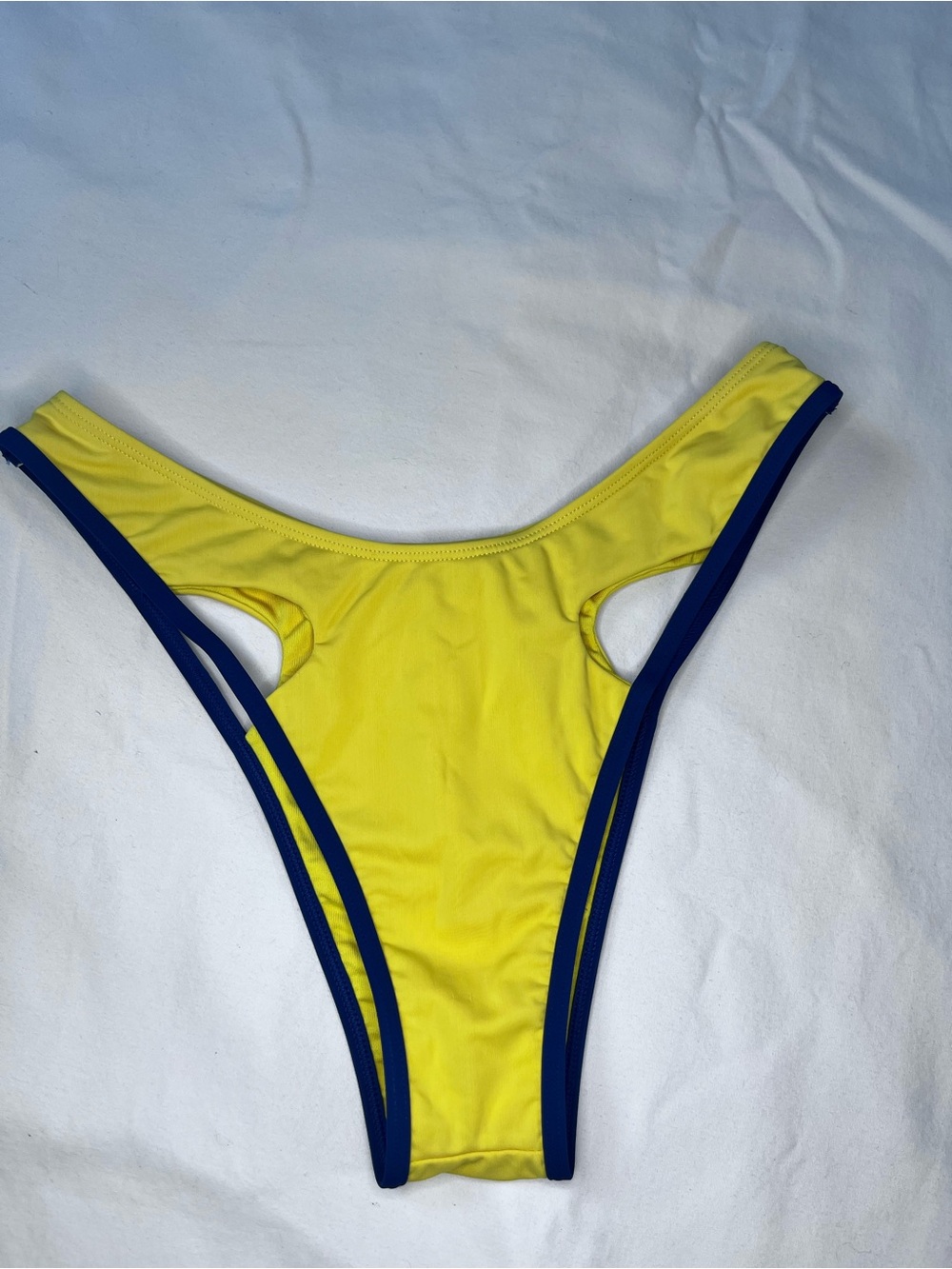 IconSwim Vintage High Waist Yellow Bikini Bottom with Cut-Out Design size M